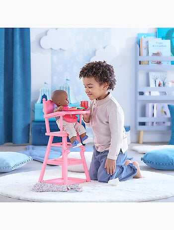 Chaise Haute Rose pour poupon 36 et 42 cm