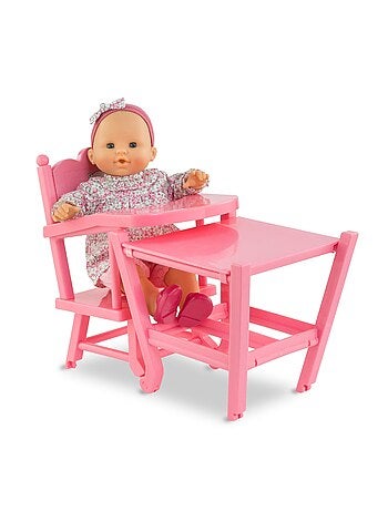 Chaise Haute Rose pour poupon 36 et 42 cm