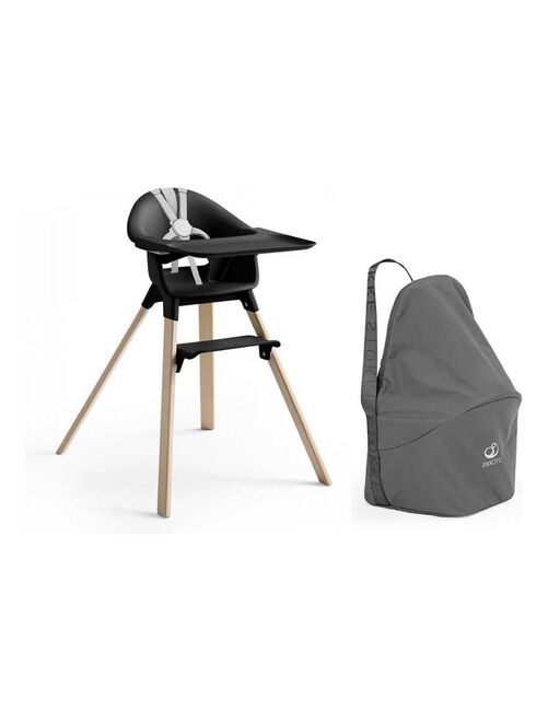 Chaise haute Stokke Clikk Noir-naturel et sac de transport - Kiabi