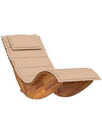 Chaise longue à bascule ergonomique avec coussin et appuie-tête