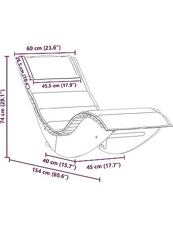Chaise longue à bascule ergonomique avec coussin et appuie-tête