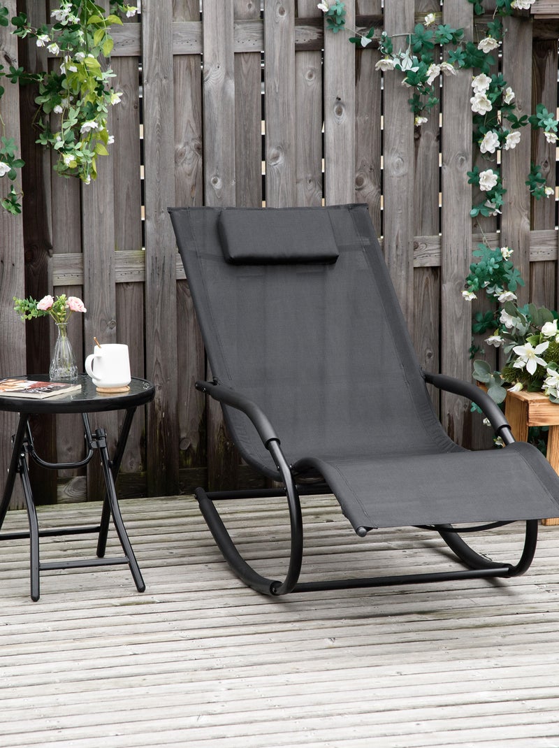 Chaise longue à bascule rocking chair design Noir - Kiabi