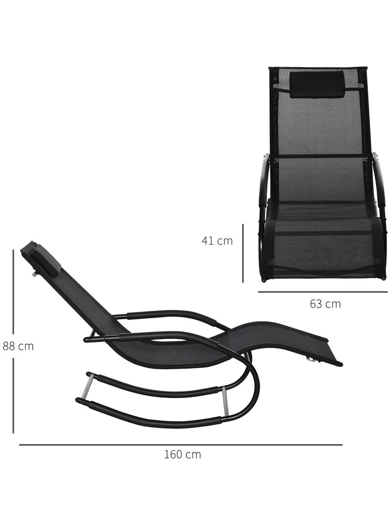 Chaise longue à bascule rocking chair design Noir - Kiabi
