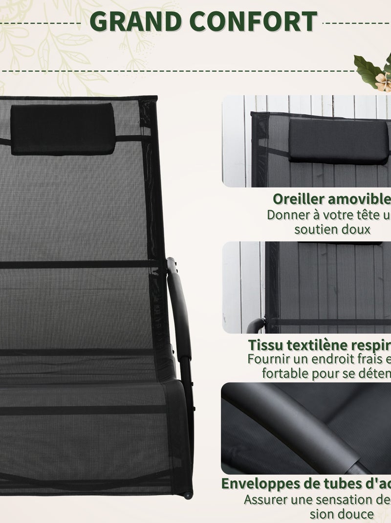 Chaise longue à bascule rocking chair design Noir - Kiabi