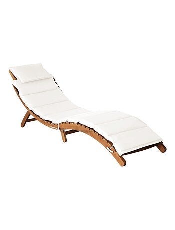 Chaise longue avec coussin bois d'Acacia