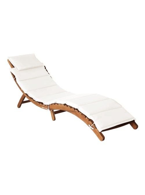 Chaise longue avec coussin bois d'Acacia - Kiabi