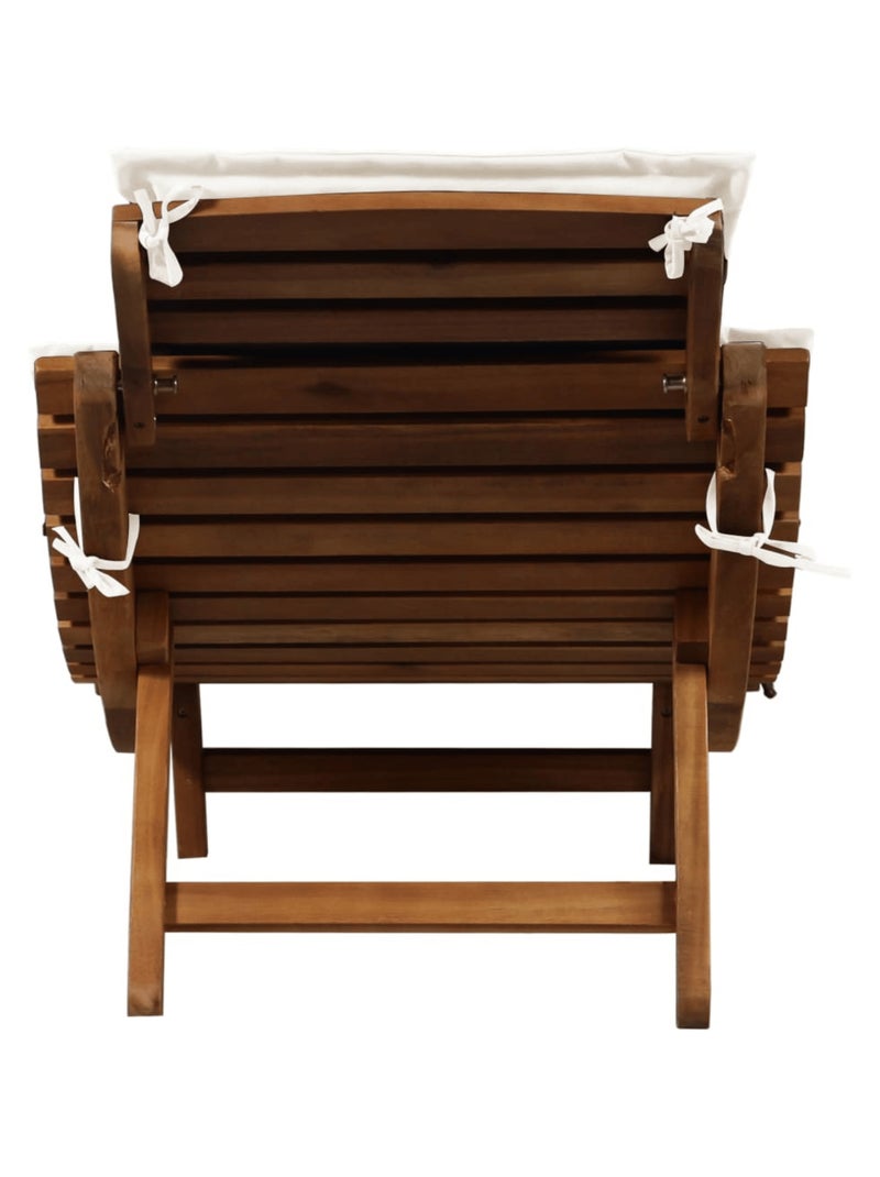 Chaise longue avec coussin bois d'Acacia Beige - Kiabi