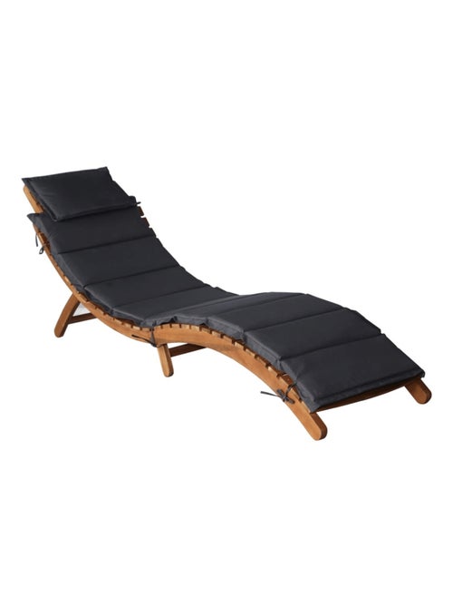 Chaise longue avec coussin bois d'Acacia - Kiabi