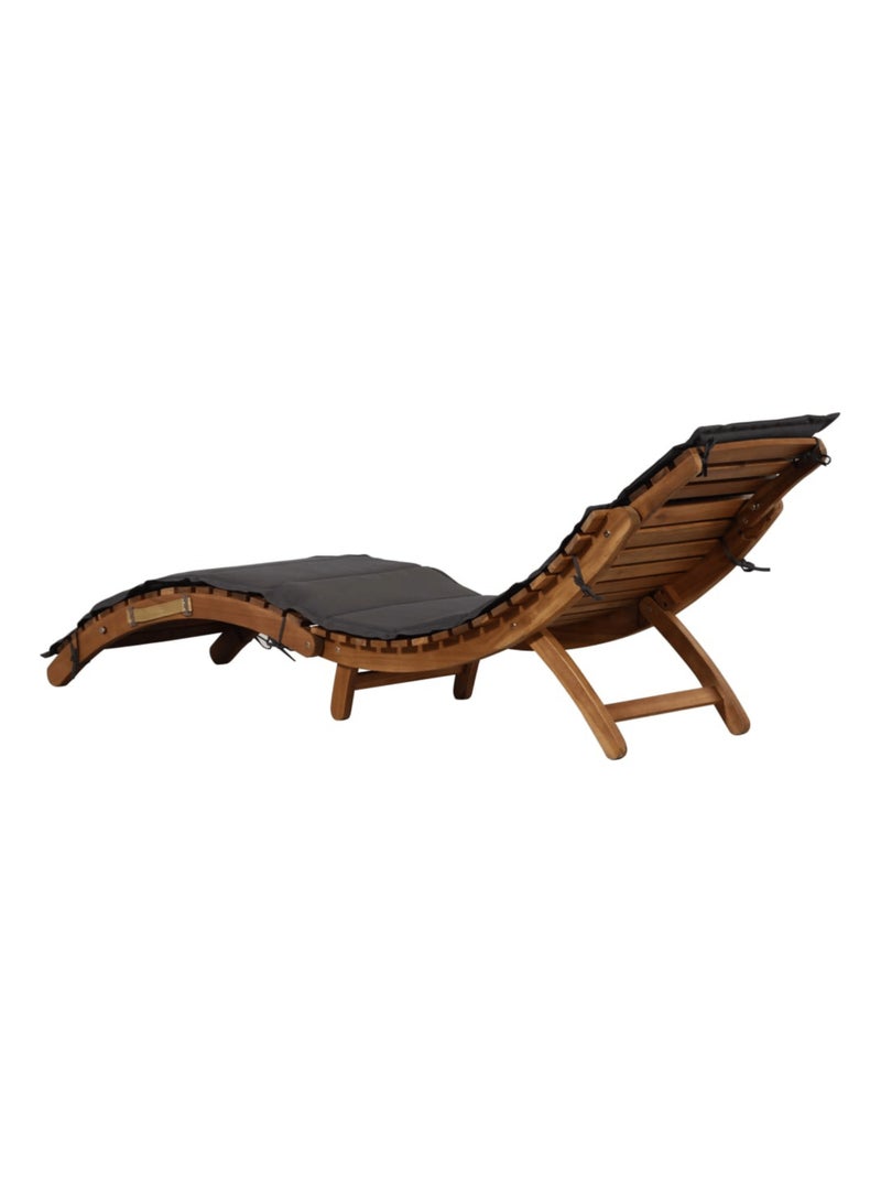 Chaise longue avec coussin bois d'Acacia gris anthracite - Kiabi