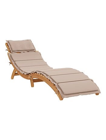 Chaise longue avec coussin bois d'Acacia