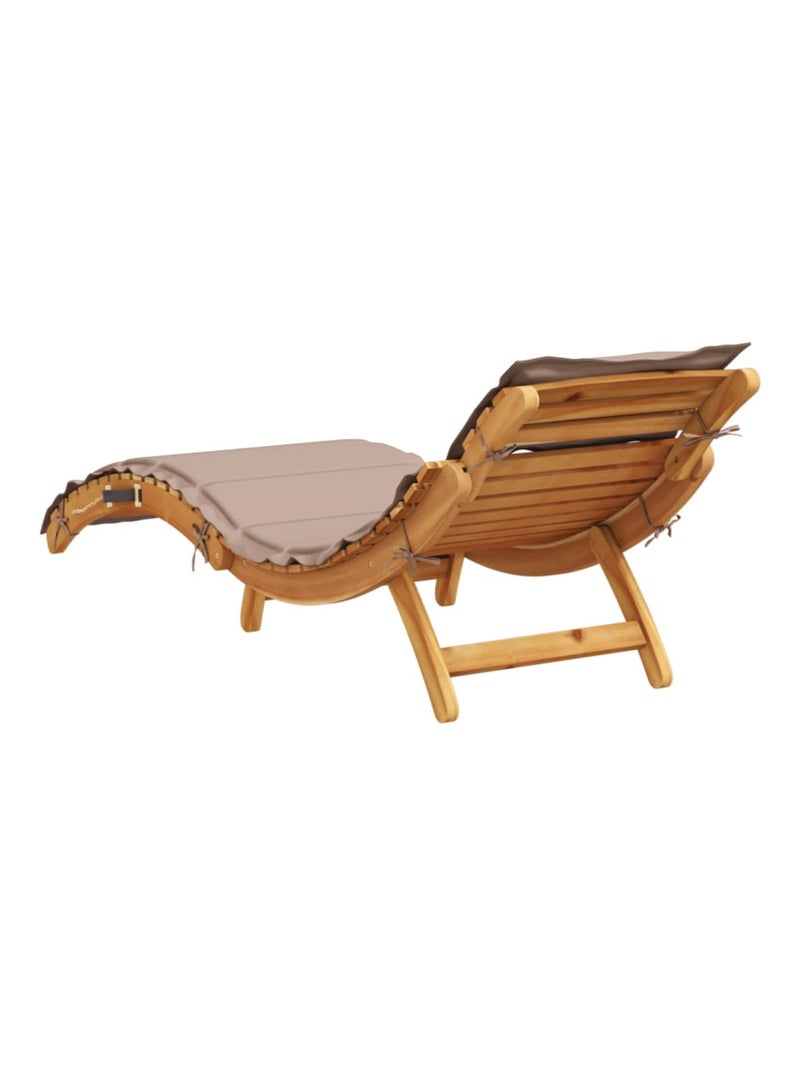 Chaise longue avec coussin bois d'Acacia Taupe - Kiabi