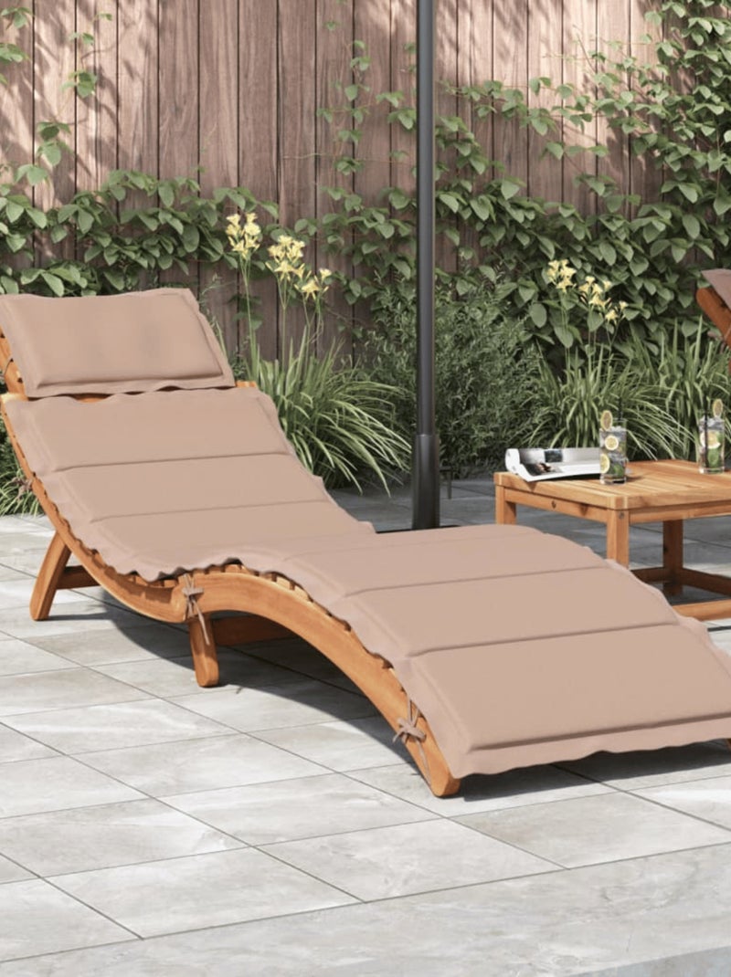Chaise longue avec coussin bois d'Acacia Taupe - Kiabi