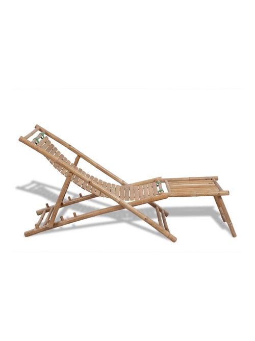 Chaise longue avec repose-pied en bambou - Kiabi