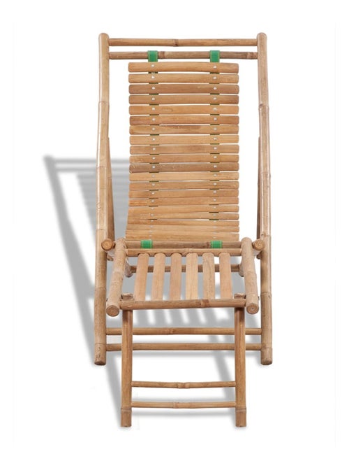 Chaise longue avec repose-pied en bambou - Kiabi
