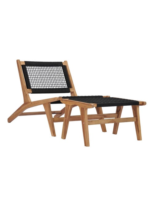 Chaise longue avec repose-pied en teck - Kiabi