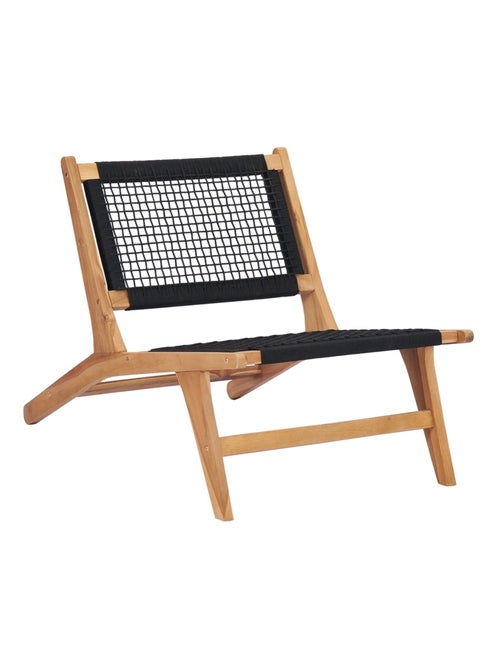 Chaise longue avec repose-pied en teck - Kiabi