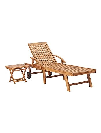 Chaise longue avec table en bois