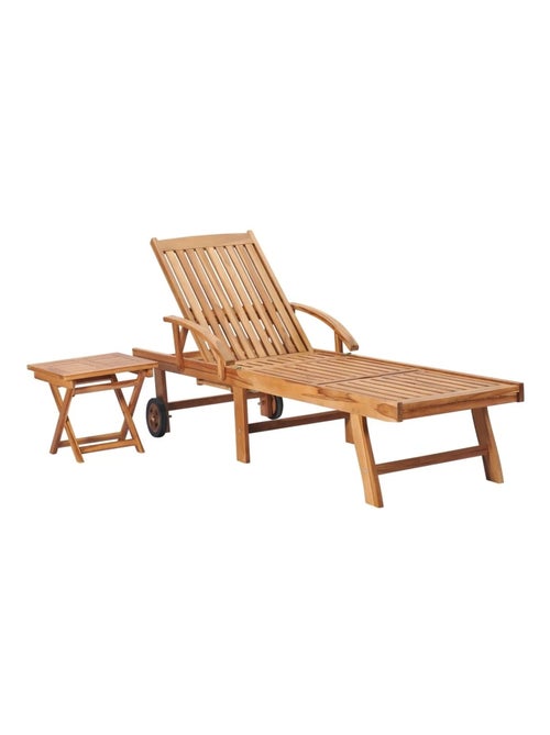 Chaise longue avec table en bois - Kiabi