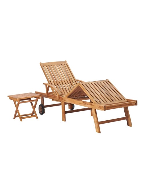 Chaise longue avec table en bois - Kiabi