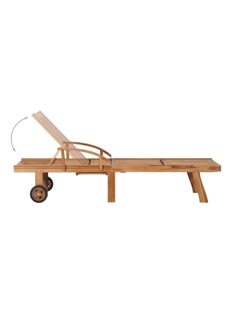 Chaise longue avec table en bois Beige - Kiabi