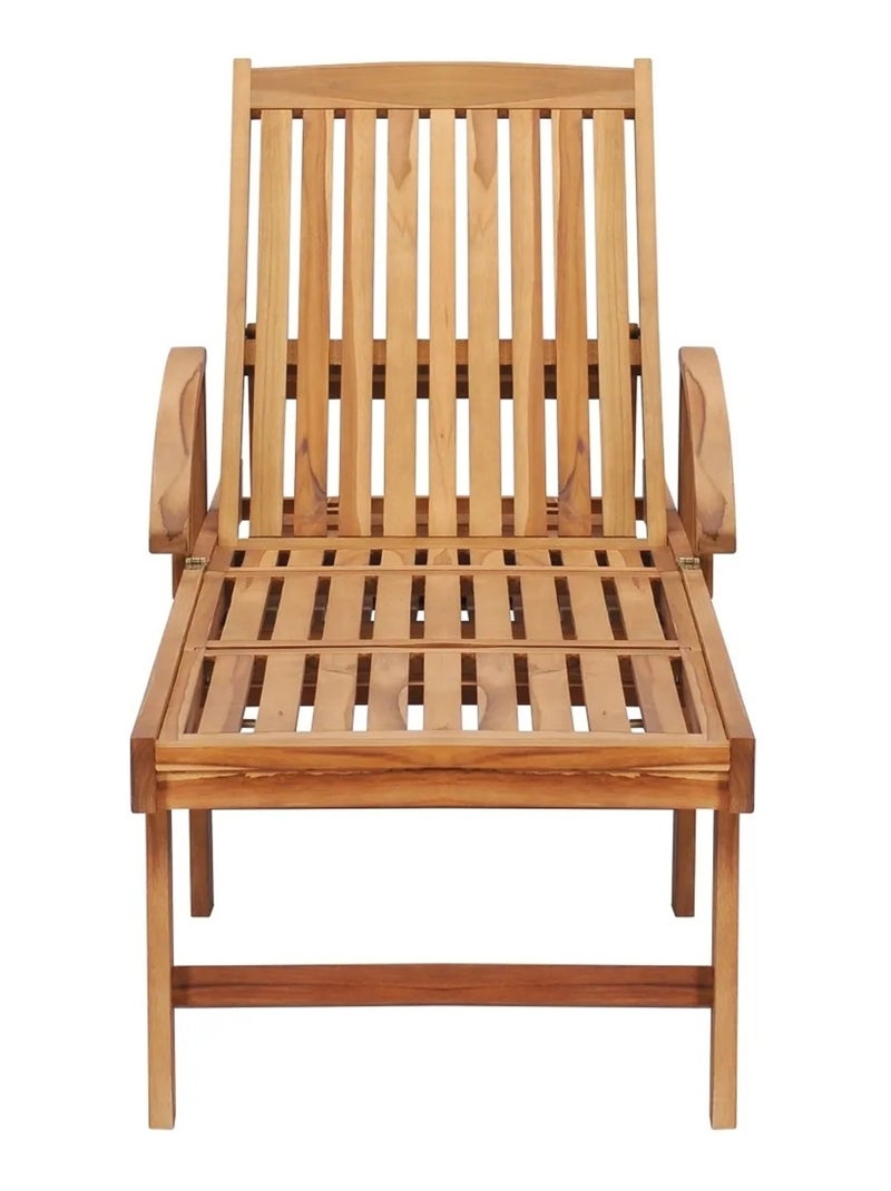 Chaise longue avec table en bois Beige - Kiabi