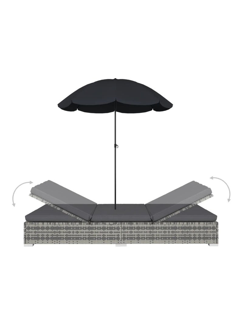 Chaise longue de jardin avec parasol Gris clair - Kiabi