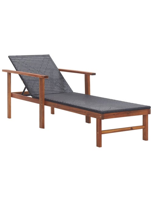 Chaise longue de jardin en bois résine tressée - Kiabi Chaise longue de jardin en bois résine tressée - Kiabi