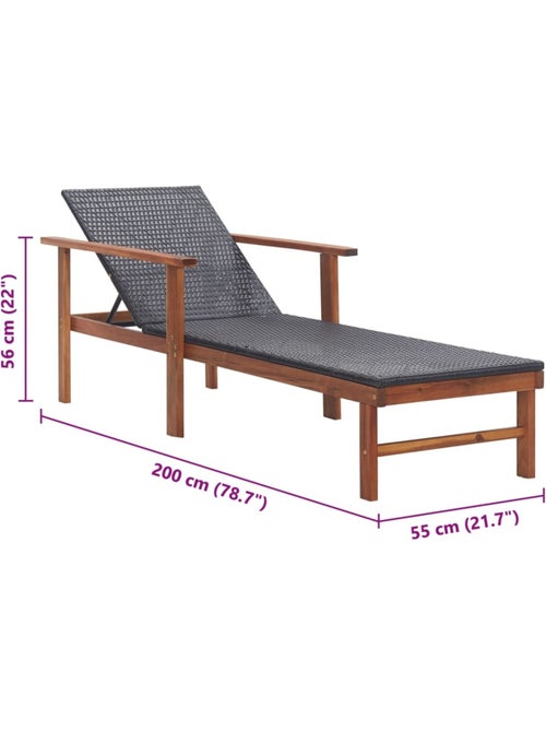 Chaise longue de jardin en bois résine tressée - Kiabi Chaise longue de jardin en bois résine tressée - Kiabi