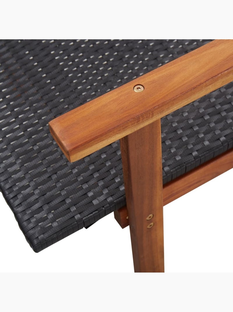 Chaise longue de jardin en bois résine tressée Noir - Kiabi
