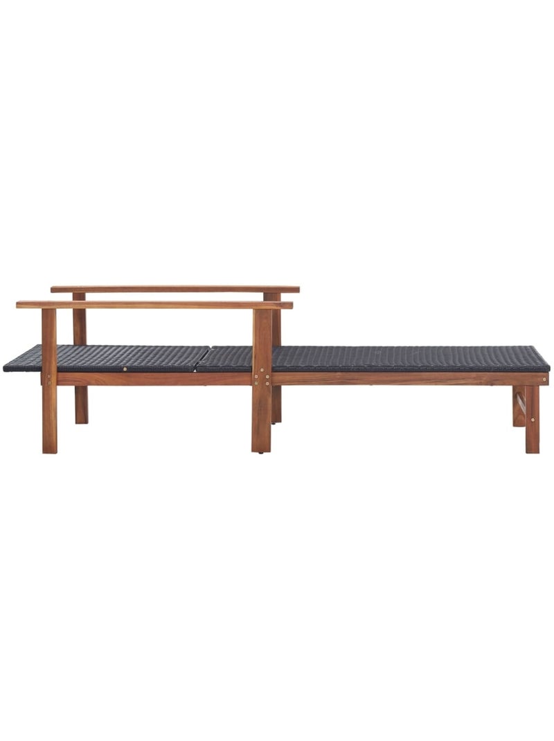 Chaise longue de jardin en bois résine tressée Noir - Kiabi