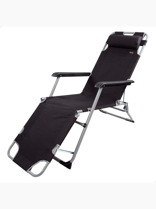 Chaise longue de jardin pliante multipositions avec coussin aktive - Kiabi
