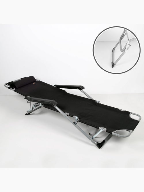Chaise longue de jardin pliante multipositions avec coussin aktive - Kiabi