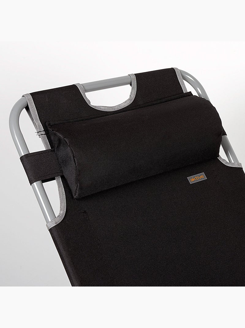 Chaise longue de jardin pliante multipositions avec coussin aktive Noir - Kiabi