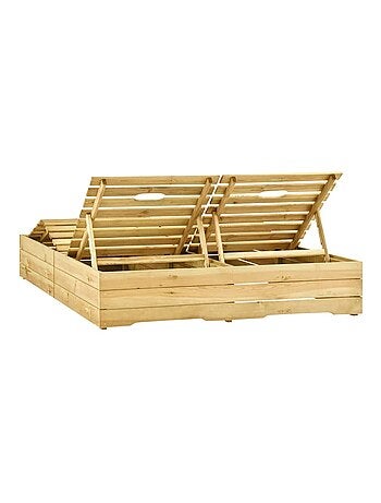 Chaise longue double extérieur en pin