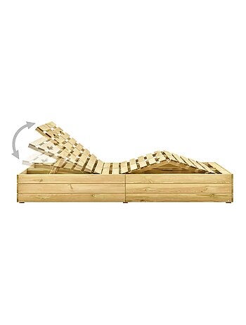 Chaise longue double extérieur en pin