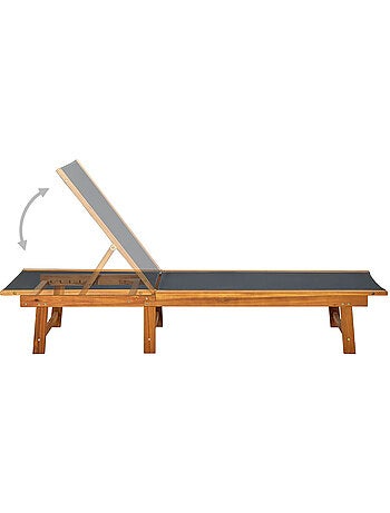 Chaise longue en acacia et textilène