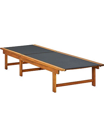 Chaise longue en acacia et textilène