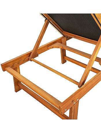 Chaise longue en acacia et textilène