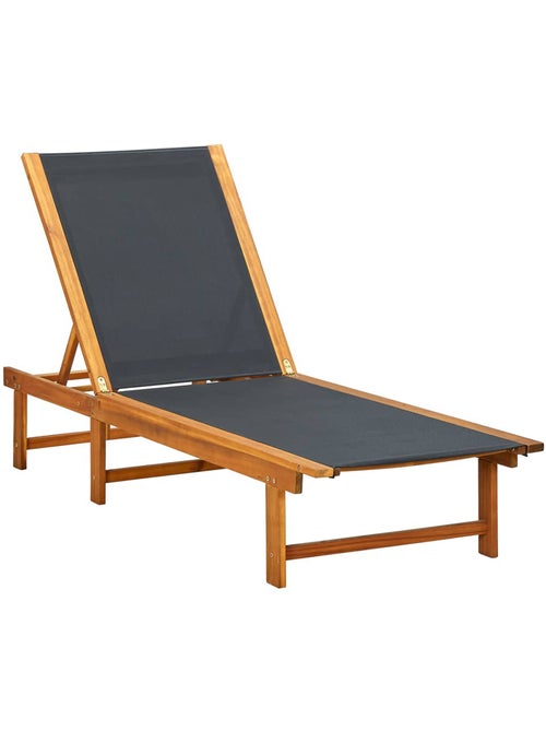 Chaise longue en acacia et textilène - Kiabi Chaise longue en acacia et textilène - Kiabi