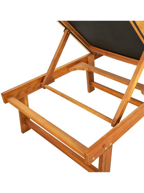 Chaise longue en acacia et textilène - Kiabi Chaise longue en acacia et textilène - Kiabi