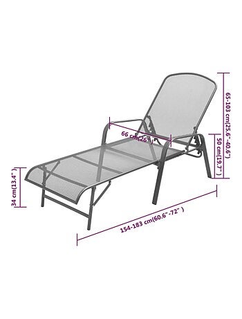 Chaise longue en acier