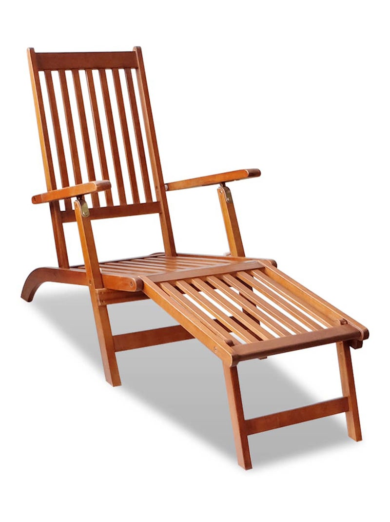 Chaise longue en bois d'acacia Beige - Kiabi