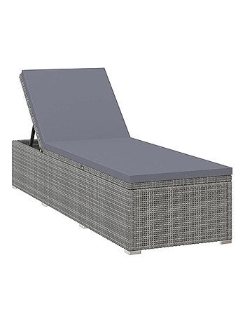 Chaise longue en résine tressée et coussin