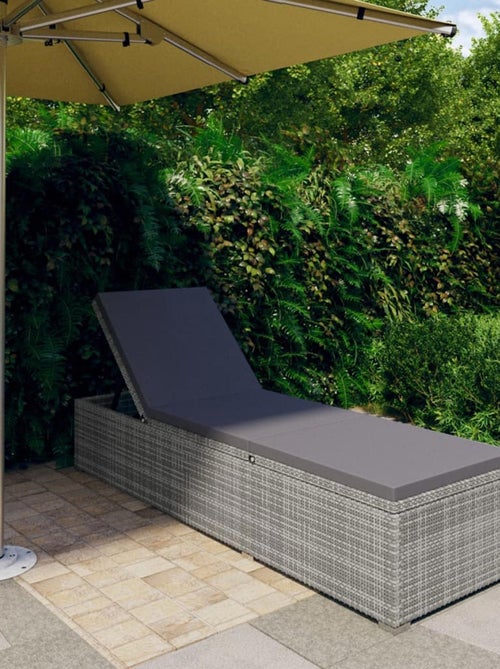 Chaise longue en résine tressée et coussin - Kiabi