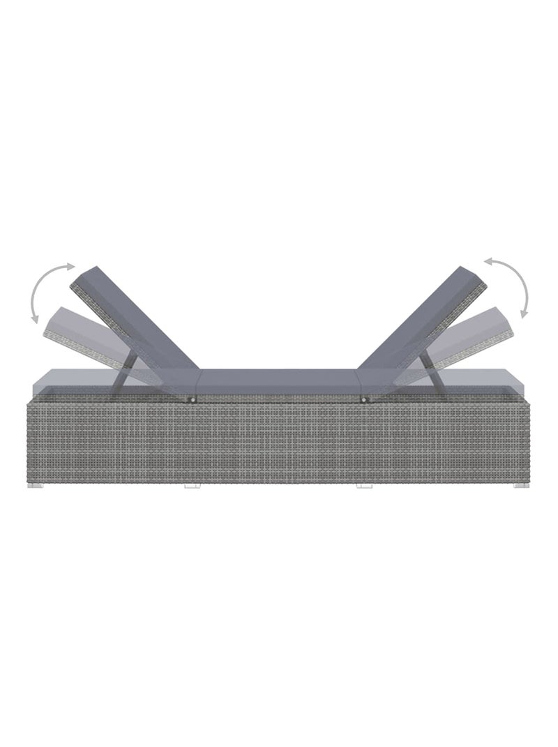 Chaise longue en résine tressée et coussin Gris clair - Kiabi