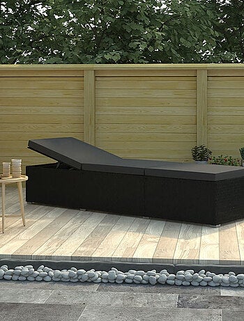 Chaise longue en résine tressée et coussin