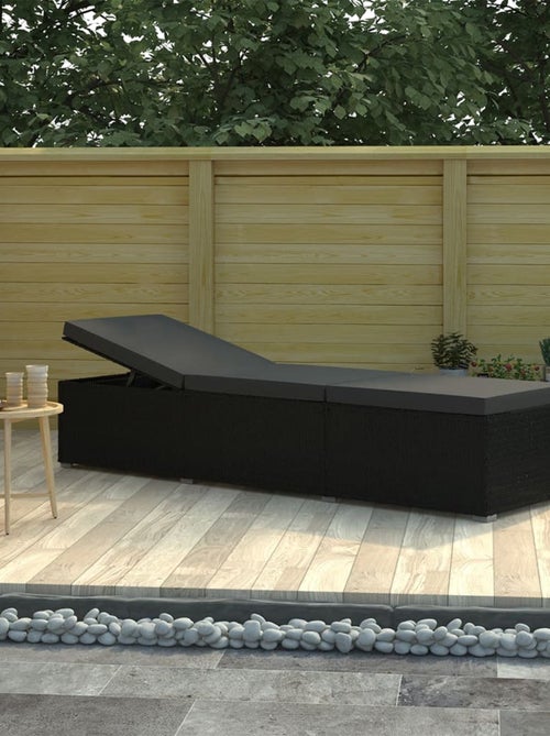 Chaise longue en résine tressée et coussin - Kiabi
