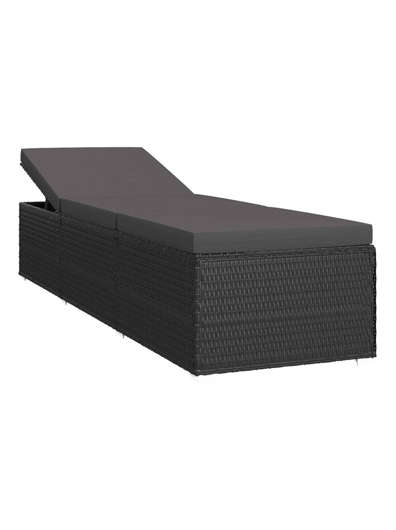 Chaise longue en résine tressée et coussin Noir - Kiabi