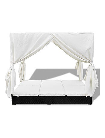 Chaise longue extérieur avec rideaux