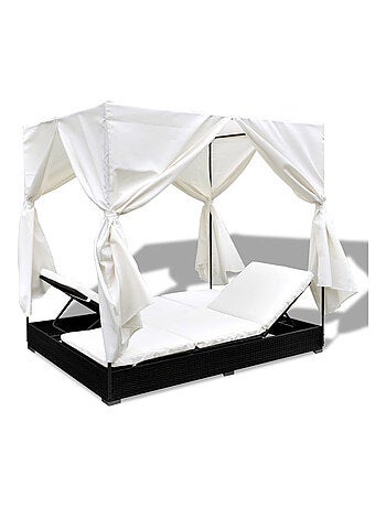 Chaise longue extérieur avec rideaux